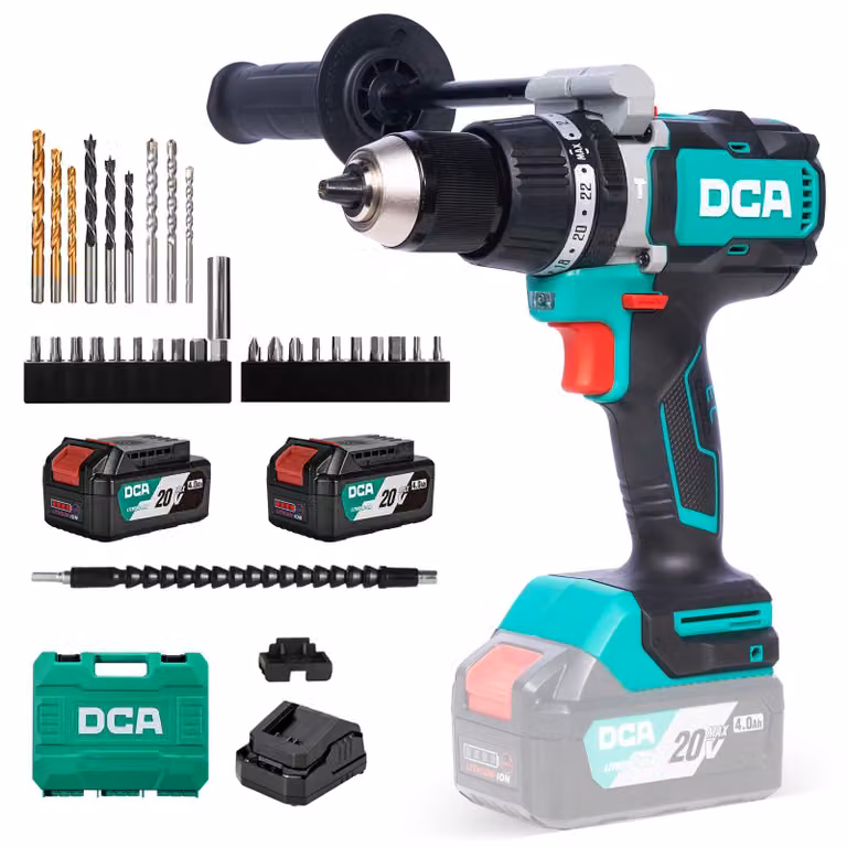 Trapano avvitatore a batteria Accu - 18 V, 120 Nm - 2 batterie da 4,0 Ah - Mandrino autoserrante da 13 mm - Metallo - Trapano a percussione