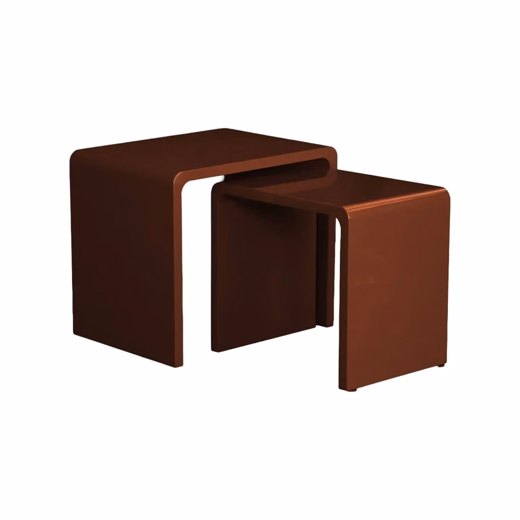 Set di 2 tavolini impilabili SWEEEK con piano incastrato, finitura lucida, colore rosso – 2