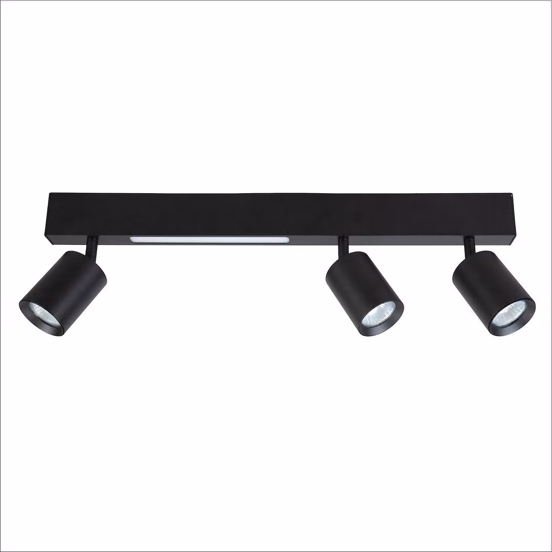 Moderno faretto triplo da soffitto per il soggiorno, striscia nera, colore variabile LED 5W + 3xGU10 MAGNET Milagro