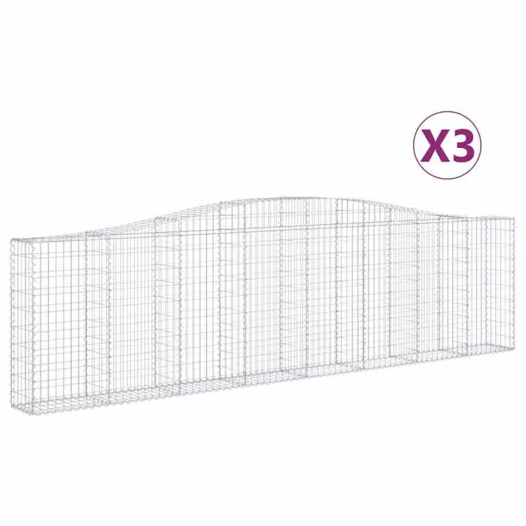 Cesti Gabbioni ad Arco 3 pz 400x30x100/120 cm Ferro Zincato