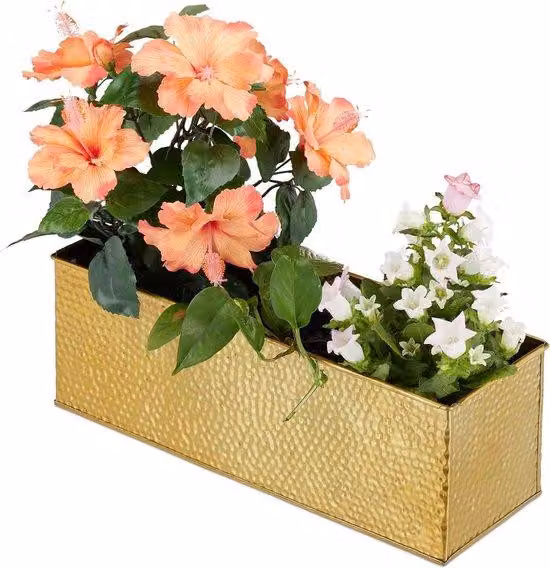 Fioriera allungata in metallo, 135x40x125 cm, gialla