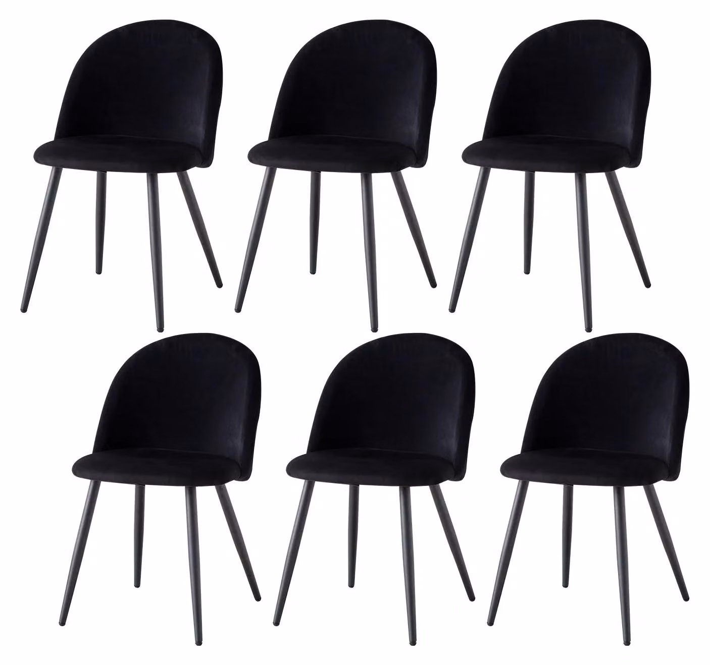 Sedie da pranzo - Sedie in velluto - Sedie - Struttura in metallo - Set da 6 - Comfort ergonomico