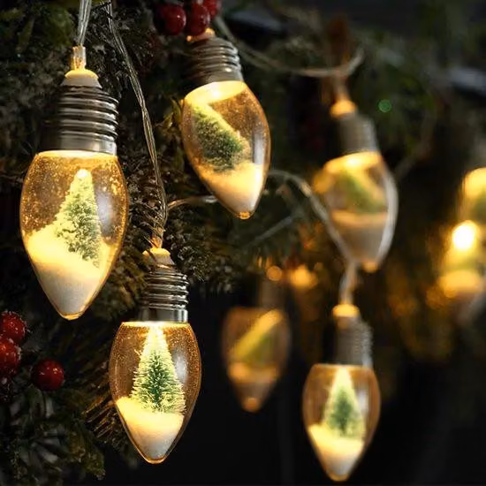 Luci natalizie a LED, confezione da 10, lunghezza 2 metri, alimentate a batteria. Filo luminoso per interni, ideale per decorare l'albero di Natale, il balcone o altre aree