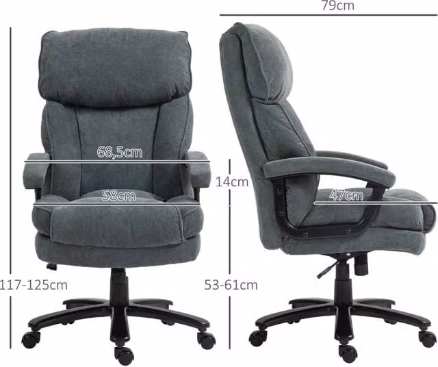 Sedia da ufficio ergonomica grigia fino a 200 kg
