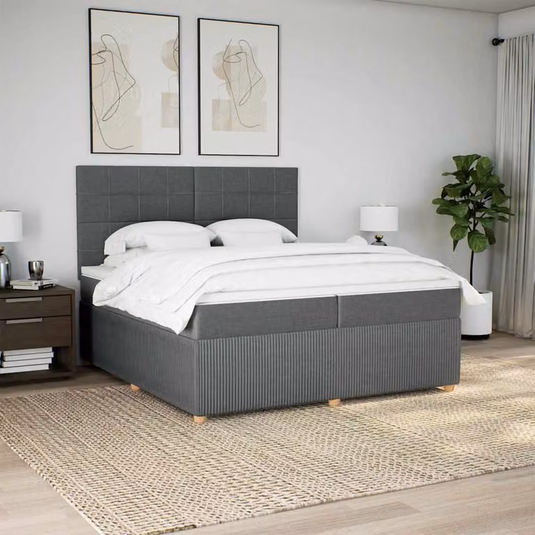 vidaXL Letto Ibrido con Materasso Grigio e Bianco L/P: 200 x 200 cm