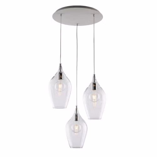 Lampadario Moderno Ares Metallo Trasparente 3 Luci E27