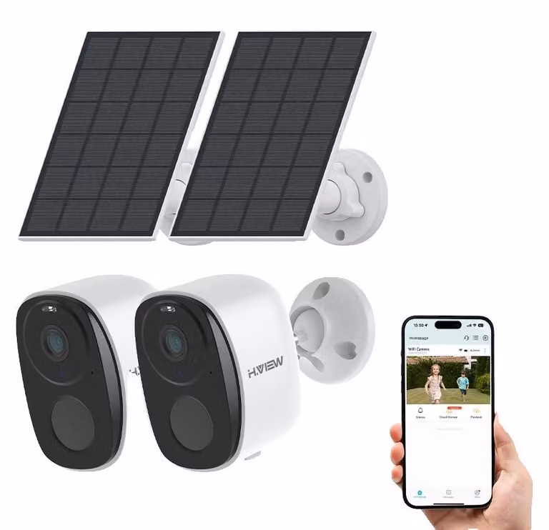 Telecamera di sicurezza per esterni, risoluzione 2K, audio bidirezionale, 2 pezzi