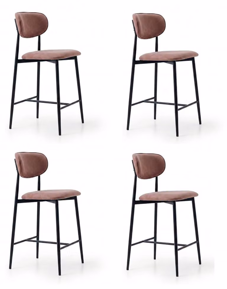 Set di 4 sgabelli da bar, design lungo, pratici, eleganti, comodi, color marrone