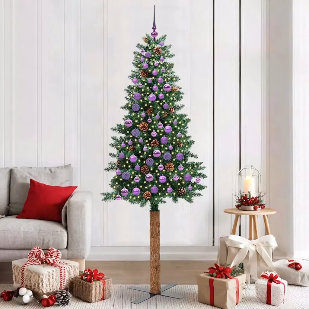 Albero di Natale verde con 300 LED luce bianca calda e supporto, Altezza: 210 cm – 2