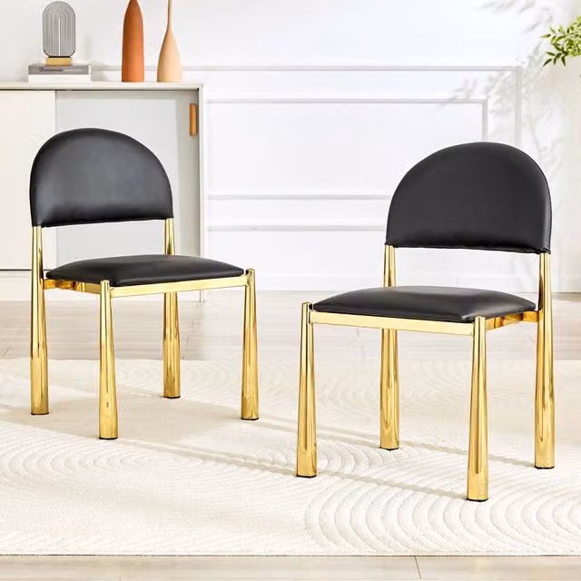 Set di 2 sedie da pranzo moderne WISHDOR in ecopelle nera con gambe in metallo per cucina e sala da pranzo – 1