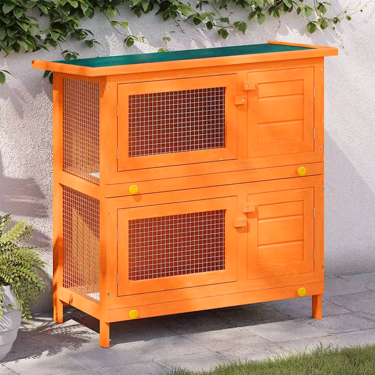 vidaXL Conigliera da esterno in legno e metallo con 4 porte per piccoli animali domestici