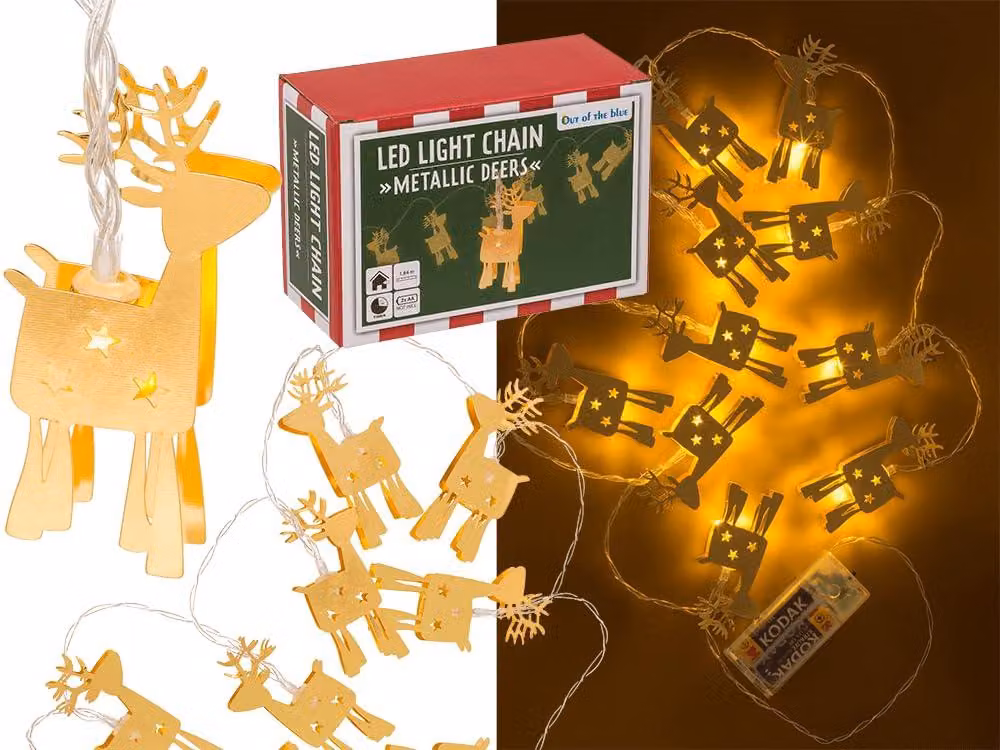 Catena luminosa LED tridimensionale, con 10 LED, timer integrato, alimentata a 2 batterie AA