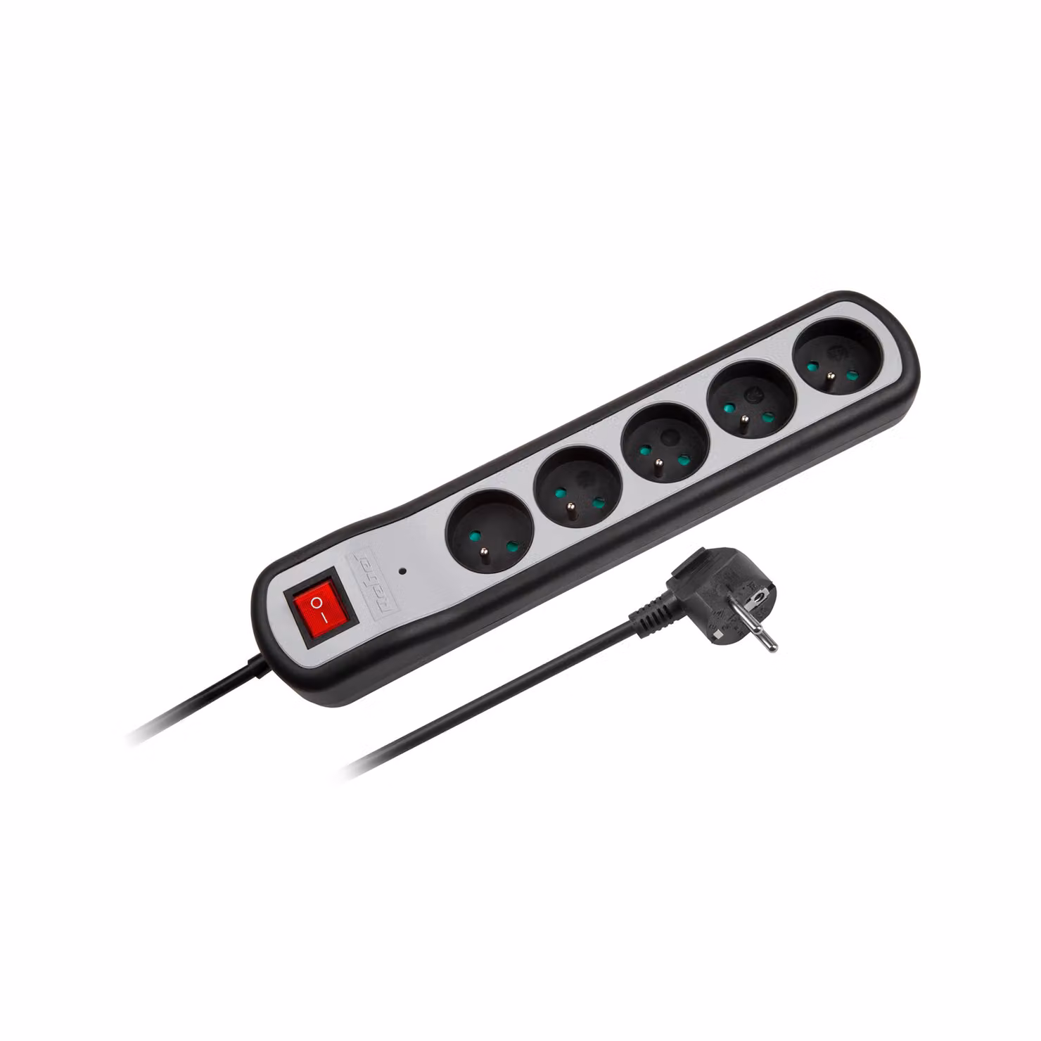 Rebel URZ3063-3W, prolunga con interruttore, 5 prese, 3 metri, colore nero