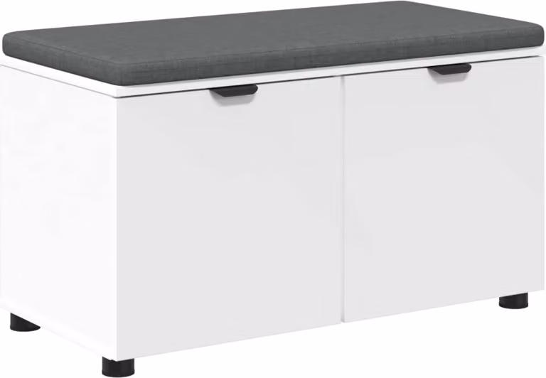Panca per ingresso con cuscino con porta Bianco 80 x 38 x 46 cm
