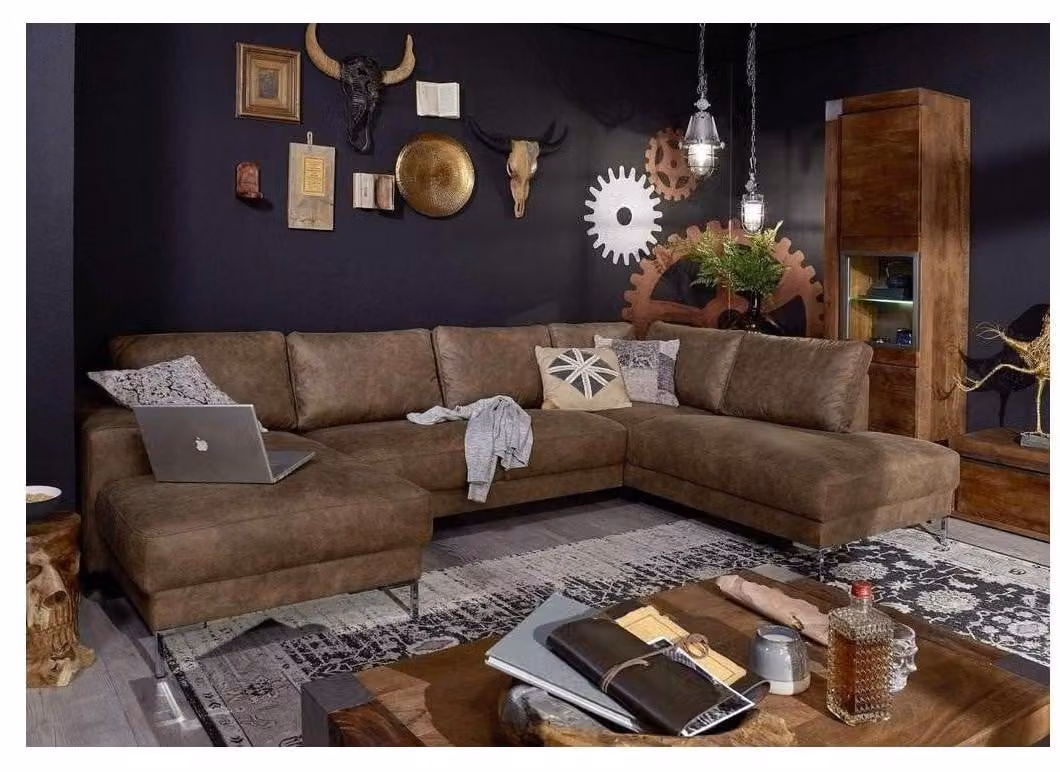 Ecke Ecksofa U-Form Wohnlandschaft Sofa Couch Polster Garnitur Vintage Sofas
