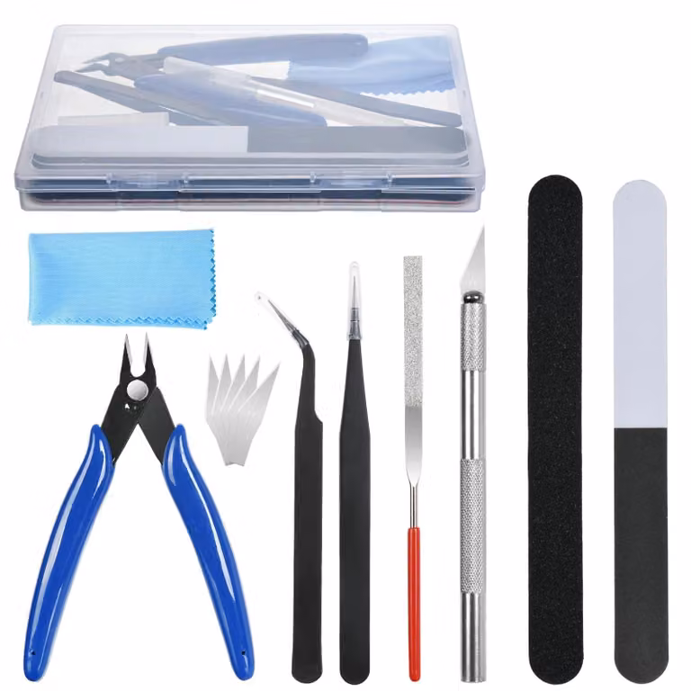 Set di strumenti per modellismo - 14 pezzi - Kit per hobby - Con scatola in plastica