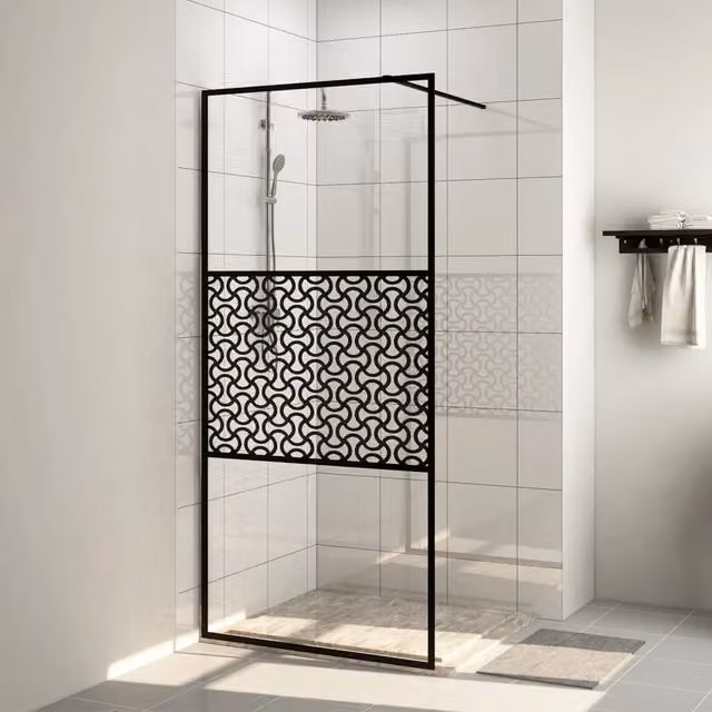 Parete per doccia walk-in vidaXL in vetro trasparente con profili neri L 90 cm x H 195 cm – 1
