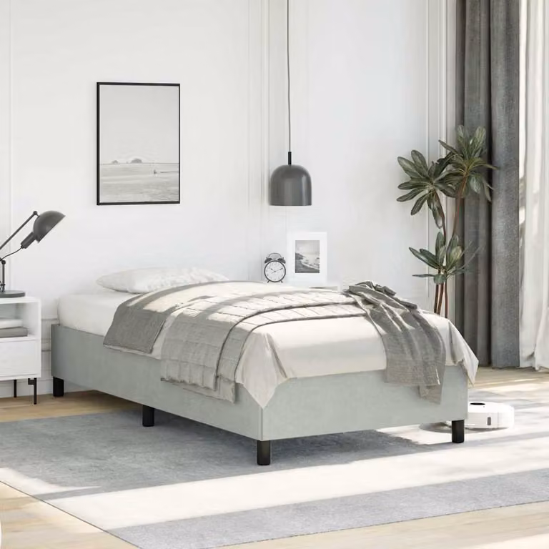 Struttura letto imbottita vidaXL in velluto grigio moderno, L 103 x P 206 cm