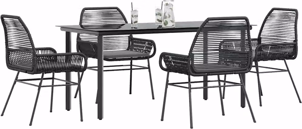 Maison Exclusive - Set da Pranzo da Giardino con Cuscini 5 pz Polyrattan Vetro