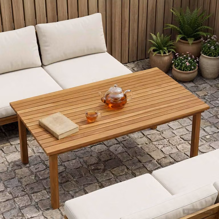 Piano del tavolo rettangolare vidaXL in legno di teak marrone L: 110 cm, P: 55 cm, H: 3,5 cm