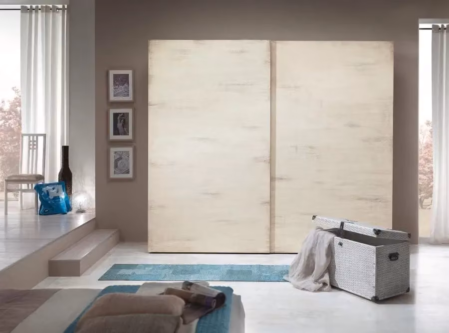 Armadio moderno con 2 ante scorrevoli in legno bianco pattinato Mobili 2G L/P/H: 282 x 61 x 246 cm – 2