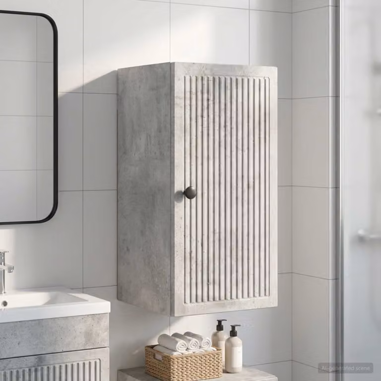 Armadio da bagno a muro moderno vidaXL EDE Grigio e Nero con ripiani interni L: 30 cm, P: 31 cm, H: 59 cm