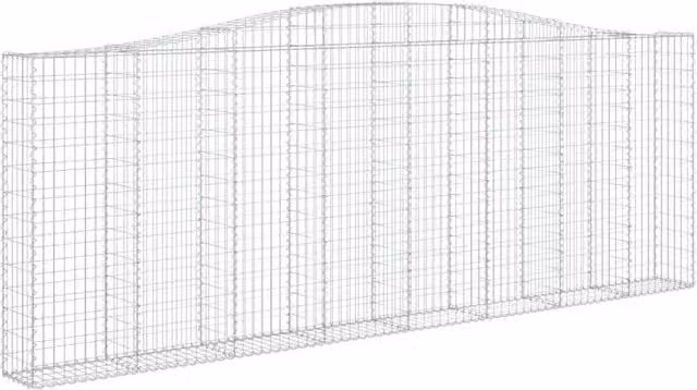 Cesto gabbione ad arco per recinzione e muro di contenimento in ferro zincato argento L: 400 cm, P: 30 cm, H: 140/160 cm