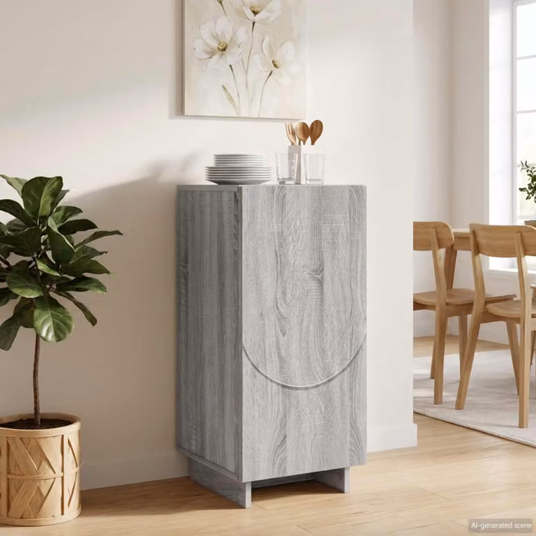 Credenza vidaXL in legno ingegnerizzato color grigio Sonoma, L: 33,5 cm, P: 34,5 cm, H: 75 cm