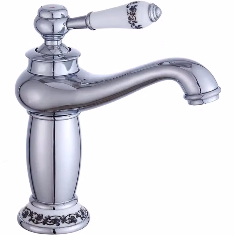 Rubinetteria per bagno - Rubinetto per lavabo - Monocomando, montaggio a filo, caldo/freddo, attacco G3/8, cartuccia in ottone, stile lampada Aladdin - Argento