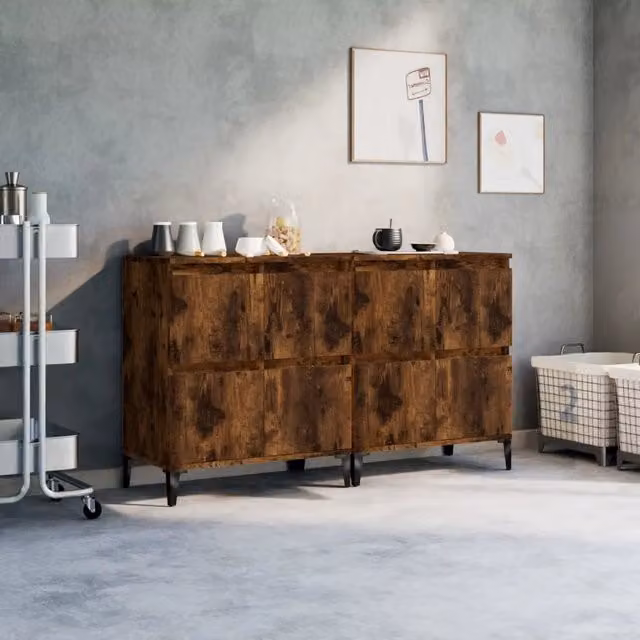 Credenze 2pz Rovere Fumo 60x35x70 cm in Legno Multistrato 3185764