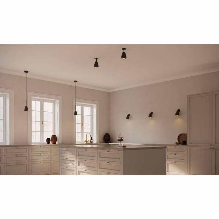 Nuura Aps Faretto da soffitto Anoli Spot Surface, altezza 20 cm, nero Spot, dimmerabile, Nero, Soggiorno / Sala da pranzo, Metallo, Scandinavo, Faretto alogeno