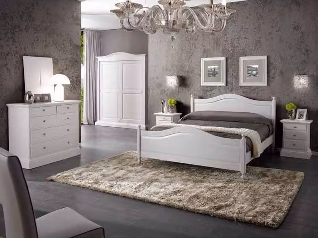 Set camera da letto matrimoniale completa stile shabby chic bianca Mobili 2G