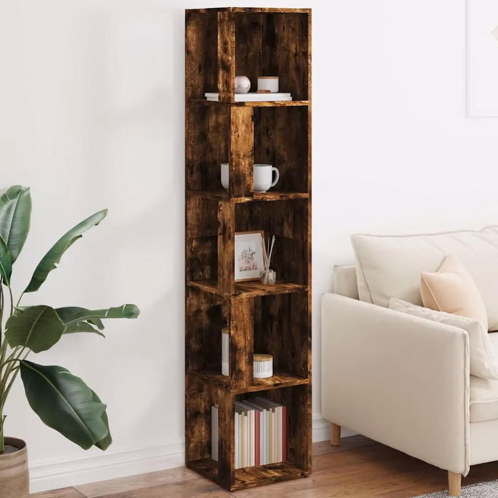 vidaXL Mensole angolari in legno Rovere Fumo, L/P/H: 33 x 33 x 165 cm