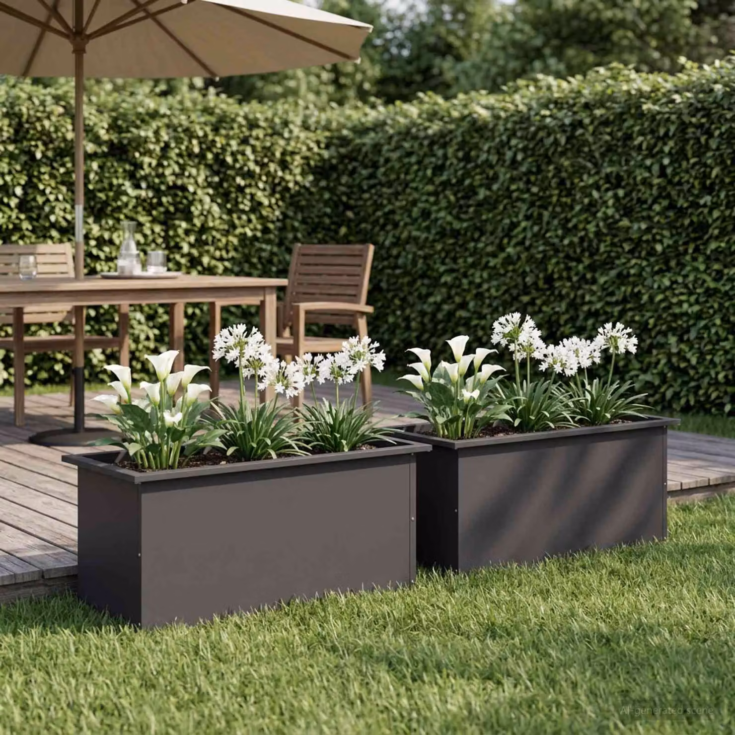 Set di 2 fioriere da giardino con LED vidaXL in acciaio nero L 80 x P 40 x H 40 cm