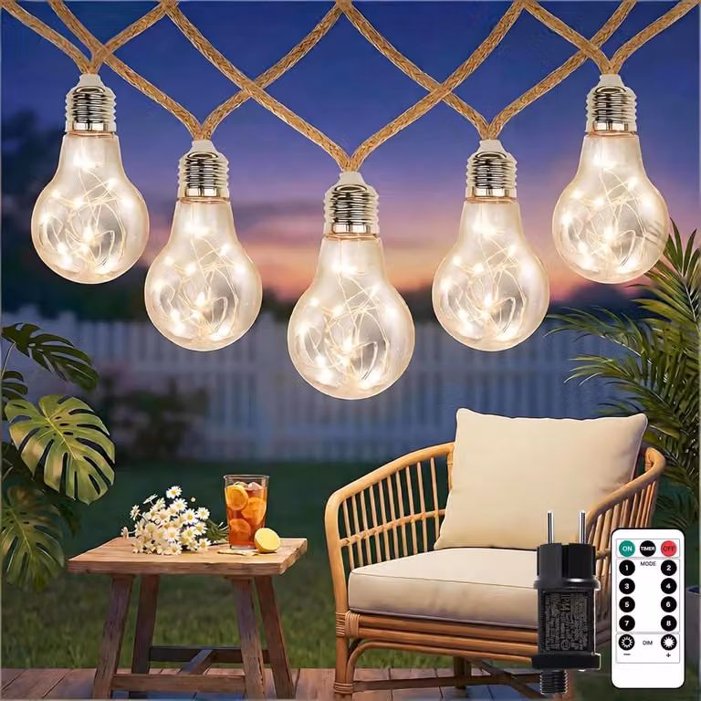 Catena luminosa da 7 metri - 20 LED - Con spina - 8 modalità - Luce calda - Per uso esterno