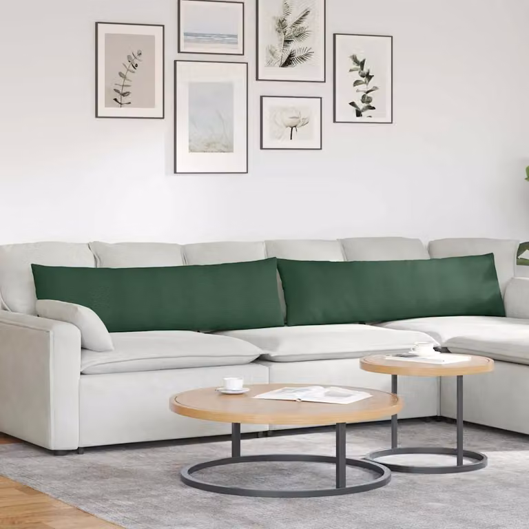 Set di 2 cuscini da divano vidaXL in velluto a coste verde, forma rettangolare, L 145 cm x P 40 cm x H 40 cm