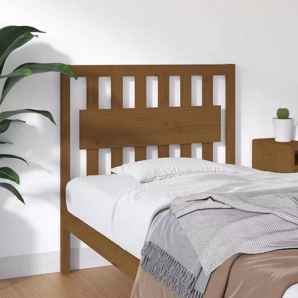 Testiera per letto vidaXL in legno massello di pino, colore marrone, L 95,5 cm x P 4 cm x H 100 cm