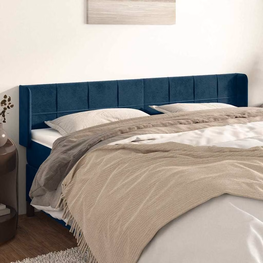 Testiera ad orecchio vidaXL in velluto blu scuro L: 163 cm, P: 16 cm, H: 78-88 cm