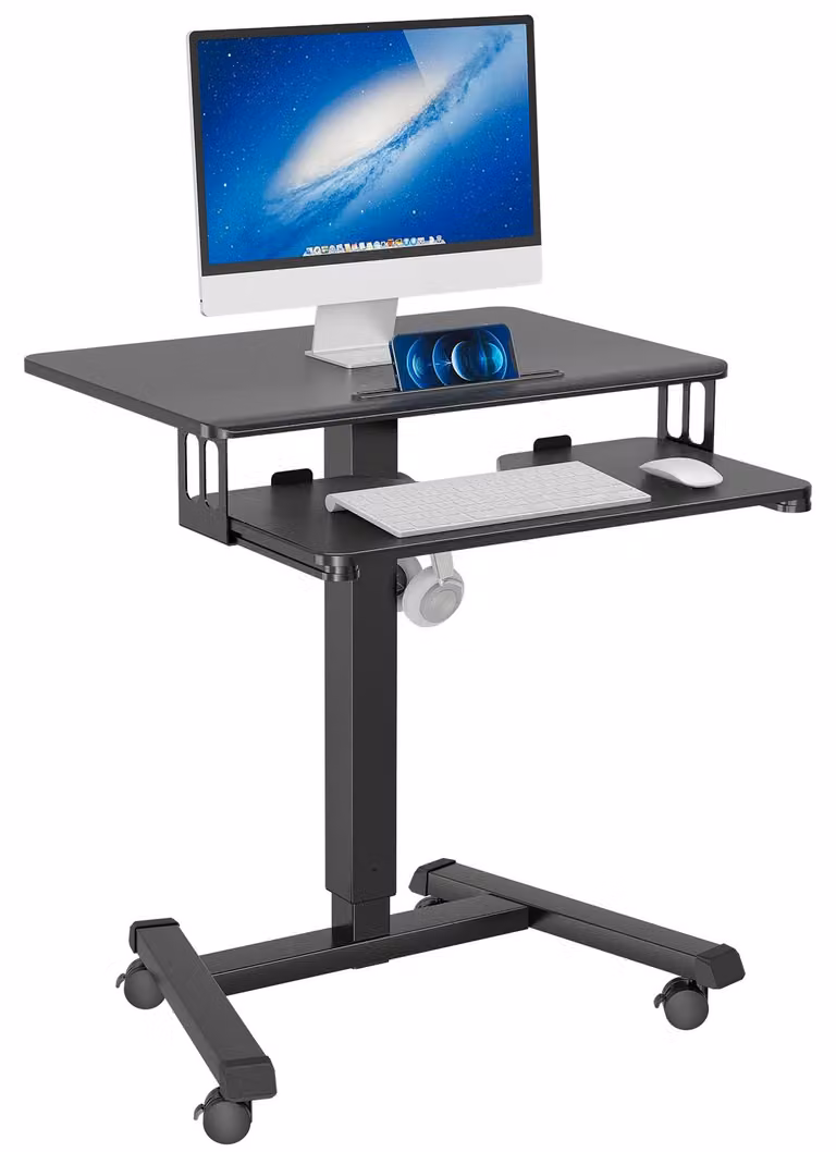 Scrivania portatile – Altezza regolabile – Piano di lavoro 65x45 cm – Struttura in metallo e legno