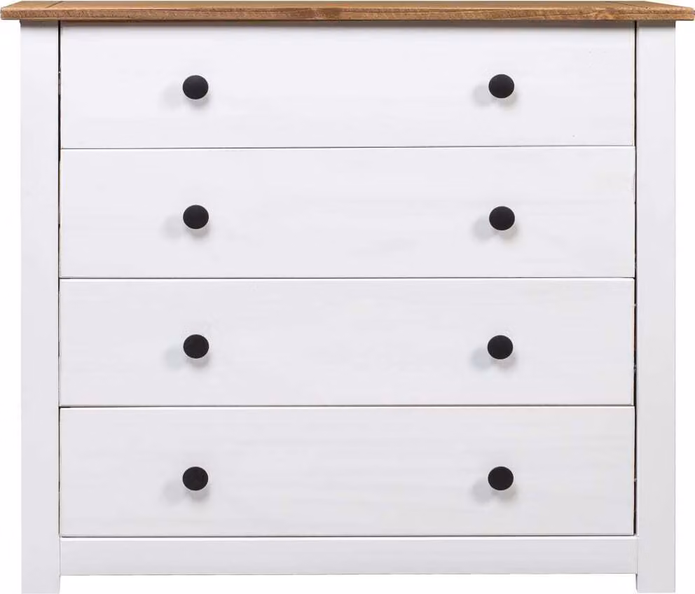 Armadietto Bianco 80x40x73 cm in Legno di Pino Modello Panama