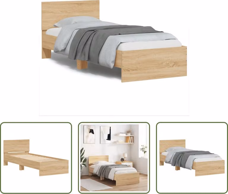 The Living Store Giroletto con testiera in rovere Sonoma 90x190 cm Materiale a base di legno