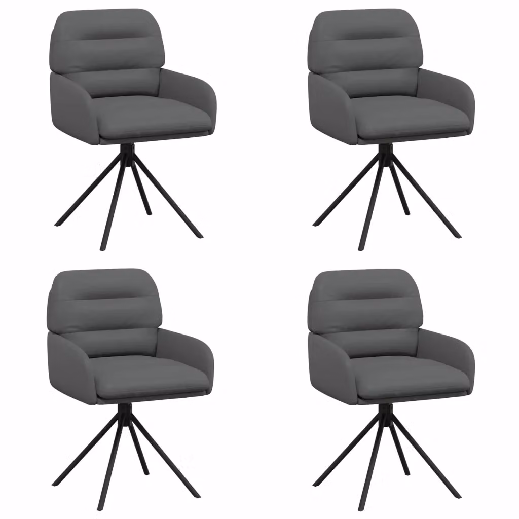 Set di 4 sedie da pranzo girevoli vidaXL in similpelle grigia con base in metallo e plastica, design moderno per cucina e sala da pranzo – 2