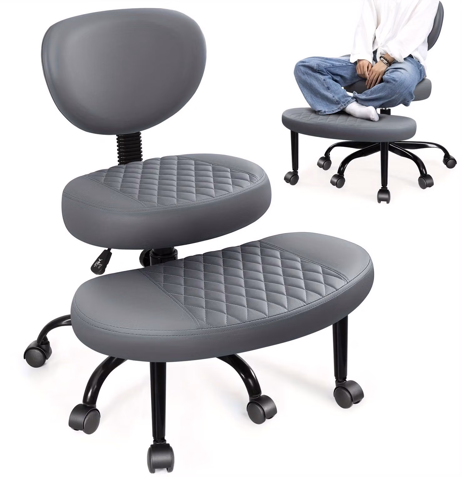 Sedia ergonomica per le ginocchia - Poggiagambe - Sedia per la meditazione - Sedia da scrivania - Supporto per la seduta - Rivestimento in ecopelle