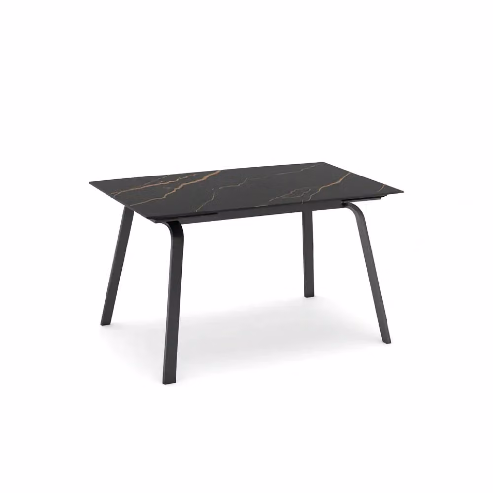 Tavolo da pranzo rettangolare allungabile Cosmo Duzzle in ceramica effetto marmo nero e antracite opaco, L: 140-200 cm, P: 80 cm, H: 76 cm – 2