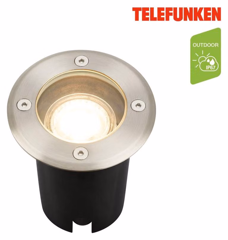 Lampada da incasso Telefunken, impermeabile IP67, vetro temperato
