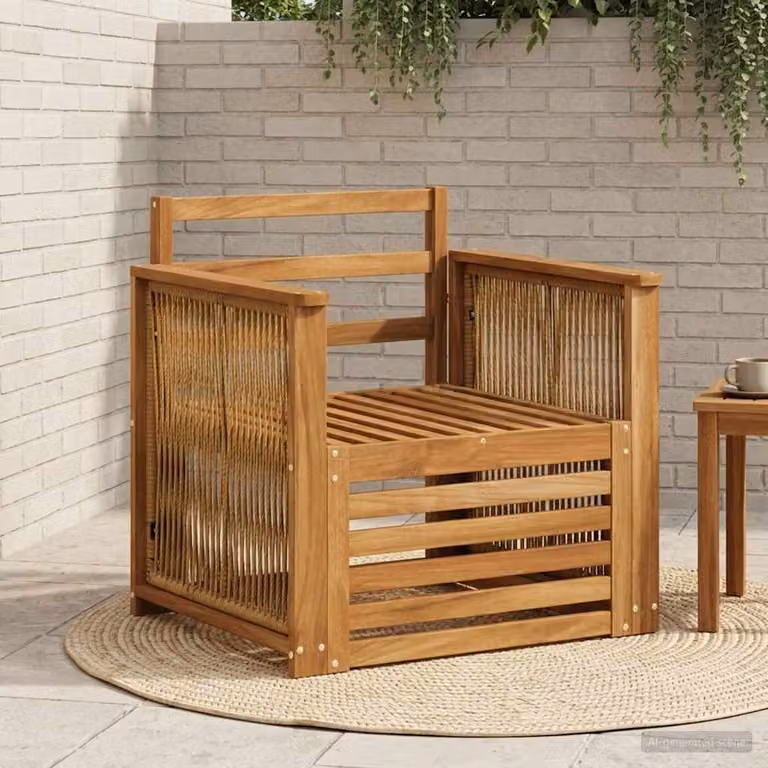 vidaXL Divano centrale per esterno in legno di acacia marrone L/P/H: 73 x 71 x 60 cm