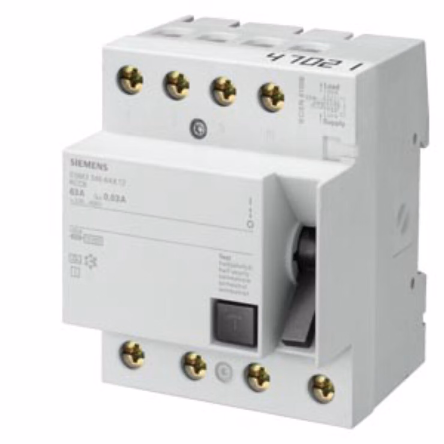 Siemens 5SM3346-6KK12-FI-SCHUTZSCHALTER SIGRES TIPO A 63A 3+N-POL IFN 30MA 400V