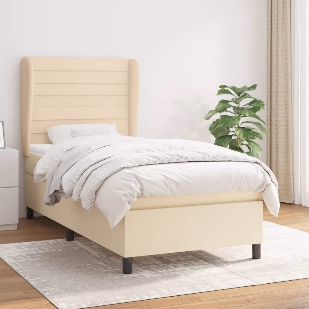 Maison Exclusive - Giroletto a Molle con Materasso Crema 90x200 cm inTessuto