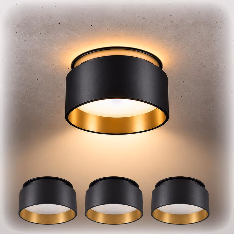 SSC-LUXon 4 pezzi Sudara spot da incasso a soffitto luce indiretta - faretto da incasso design oro nero spot da soffitto downlight per GU10 / modulo