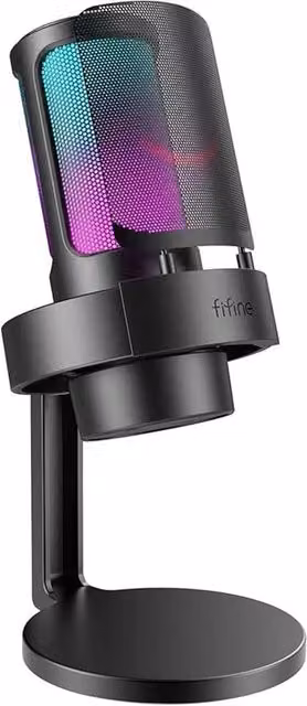 Microfono Condenser USB per Podcast, Gaming e Streaming con Uscita Cuffie e Connessione USB-C e Jack 3.5 mm, Nero Multicolore